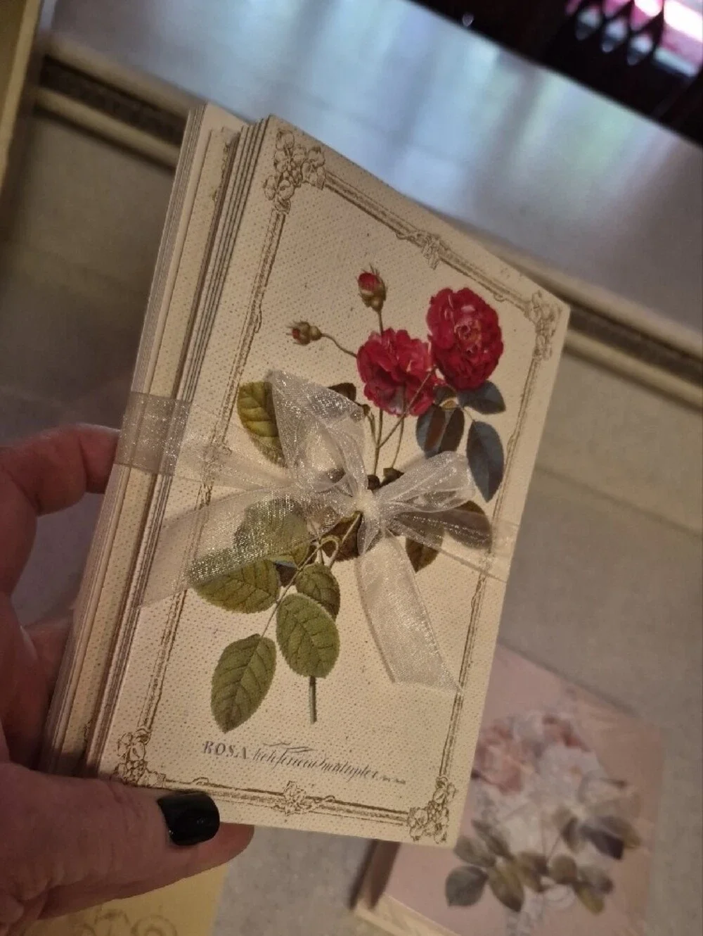 Vintage Botanical Wooden Stationery Box Set • Rose Holosericea
